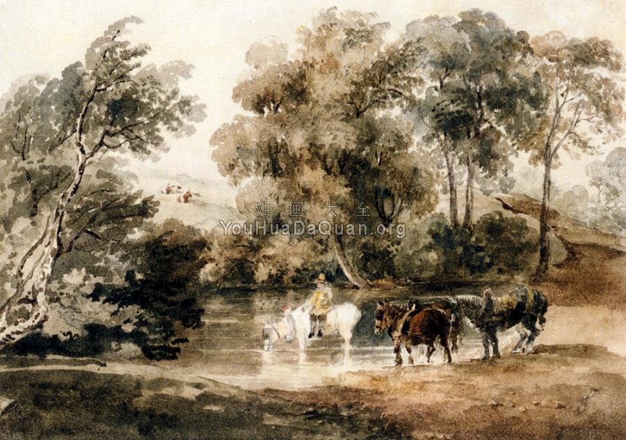 Horses Drinking At A Pool - 彼特·德·温特